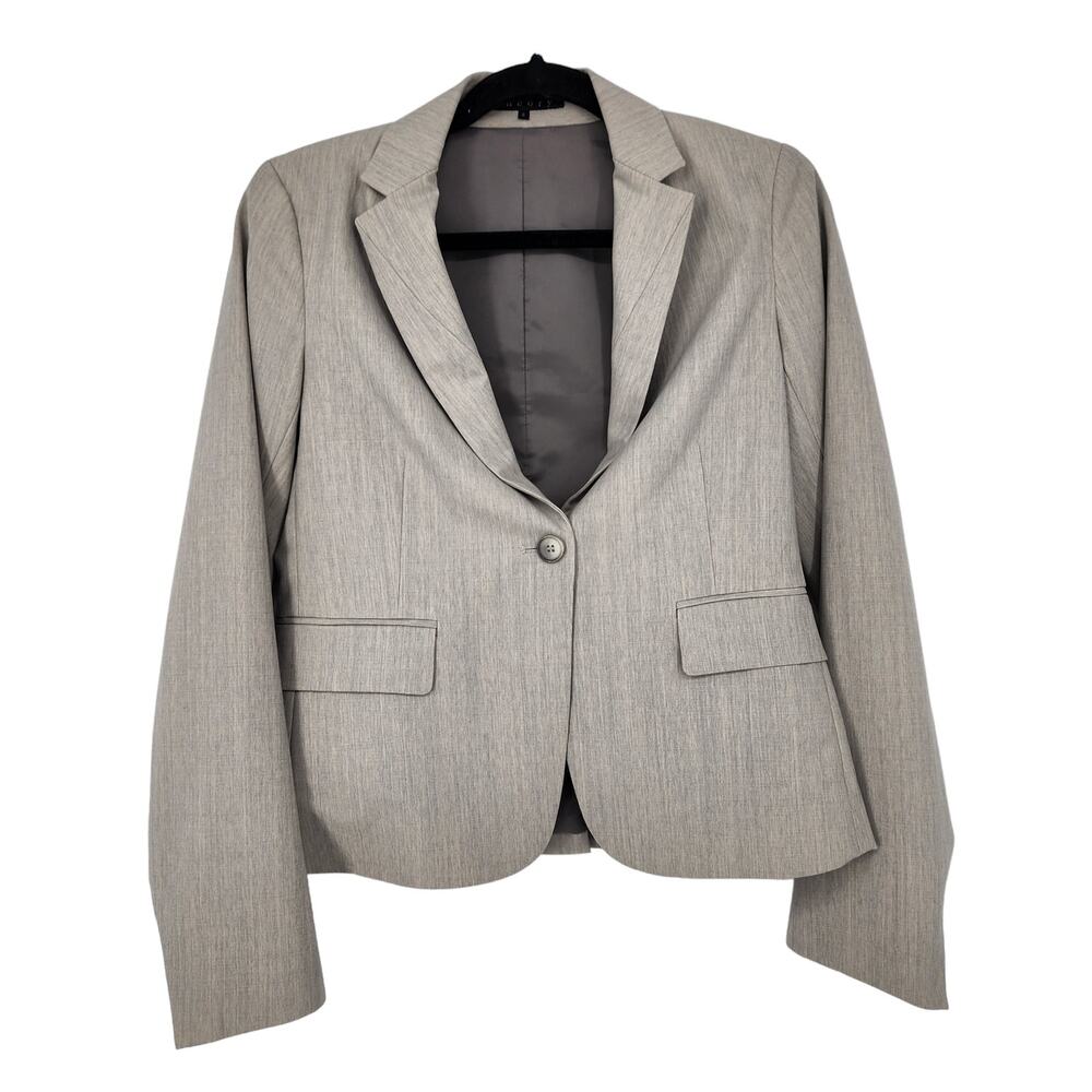Theory Women's Wool Notched Collar One Button Career Professional Blazer Size 6